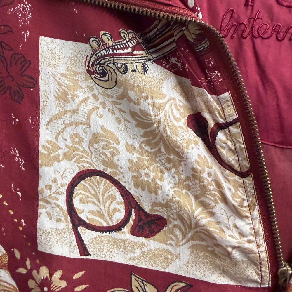 Vintage FUDA International 100% Silk Track Suit Jacket/Pants Med Burgundy  NWOT - Picture 10 of 16